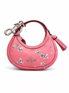 COACH Mini Carmen Star Studded Dusty Pink Bag Charm NWT